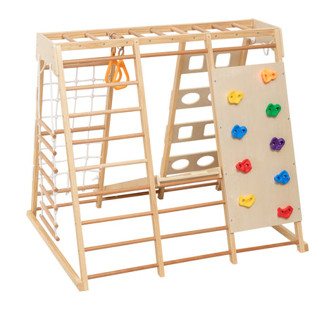 9-in-1 Slide and Climbing Wall Wooden Play Structure | OROA Kids