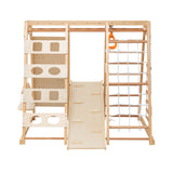 9-in-1 Slide and Climbing Wall Wooden Play Structure | OROA Kids