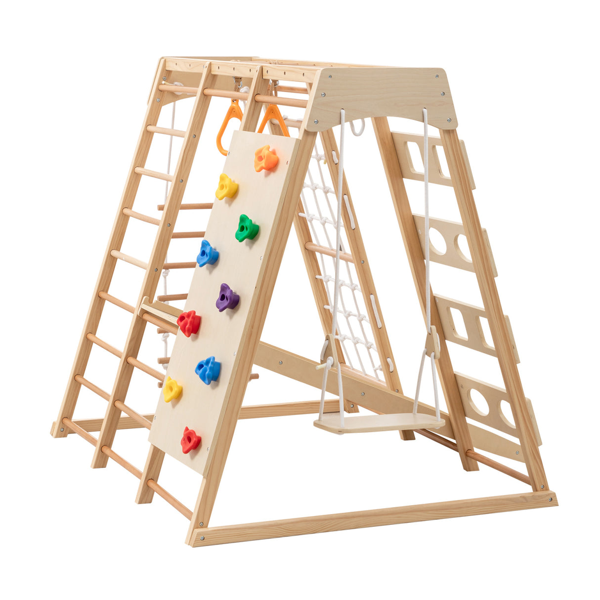 9-in-1 Slide and Climbing Wall Wooden Play Structure | OROA Kids