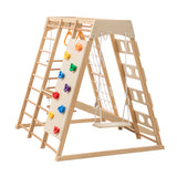 9-in-1 Slide and Climbing Wall Wooden Play Structure | OROA Kids