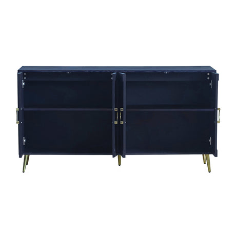 Modern Navy Blue Lacquered Wooden Sideboard Cabinet | OROA