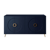 Modern Navy Blue Lacquered Wooden Sideboard Cabinet | OROA