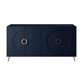 Modern European furniture - Modern Navy Blue Lacquered Wooden Sideboard Cabinet - www.oroa.com