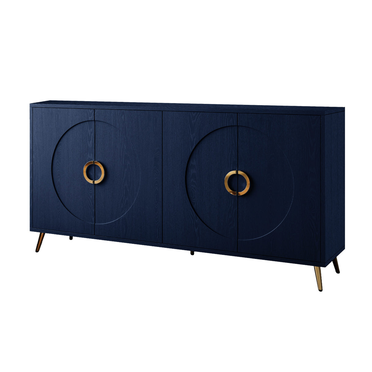 Modern Navy Blue Lacquered Wooden Sideboard Cabinet | OROA