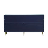Modern Navy Blue Lacquered Wooden Sideboard Cabinet | OROA