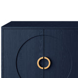 Modern Navy Blue Lacquered Wooden Sideboard Cabinet | OROA