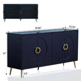 Modern Navy Blue Lacquered Wooden Sideboard Cabinet | OROA
