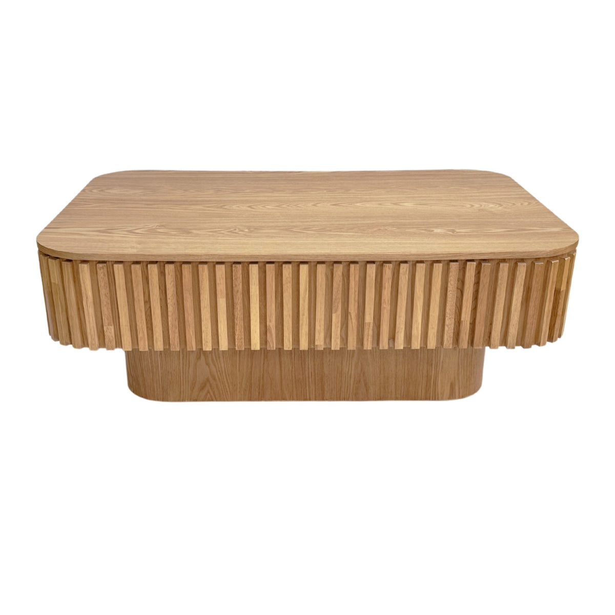 Fluted Natural Wood Lift-Top Coffee Table | OROA
