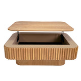 Fluted Natural Wood Lift-Top Coffee Table | OROA