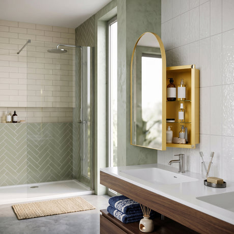 Metal Corner Medicine Cabinet with Arched Mirror | OROA