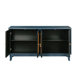 Blue Rattan 4-Door Storage Sideboard Cabinet | OROA