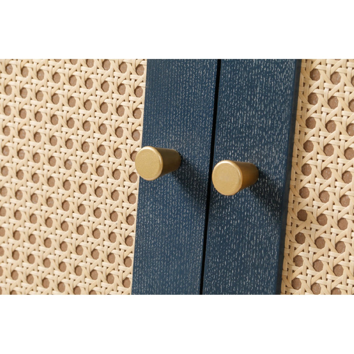 Blue Rattan 4-Door Storage Sideboard Cabinet | OROA