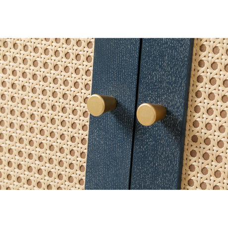 Blue Rattan 4-Door Storage Sideboard Cabinet | OROA