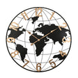 Modern European furniture - Modern Black Metal World Map Wall Clock - www.oroa.com
