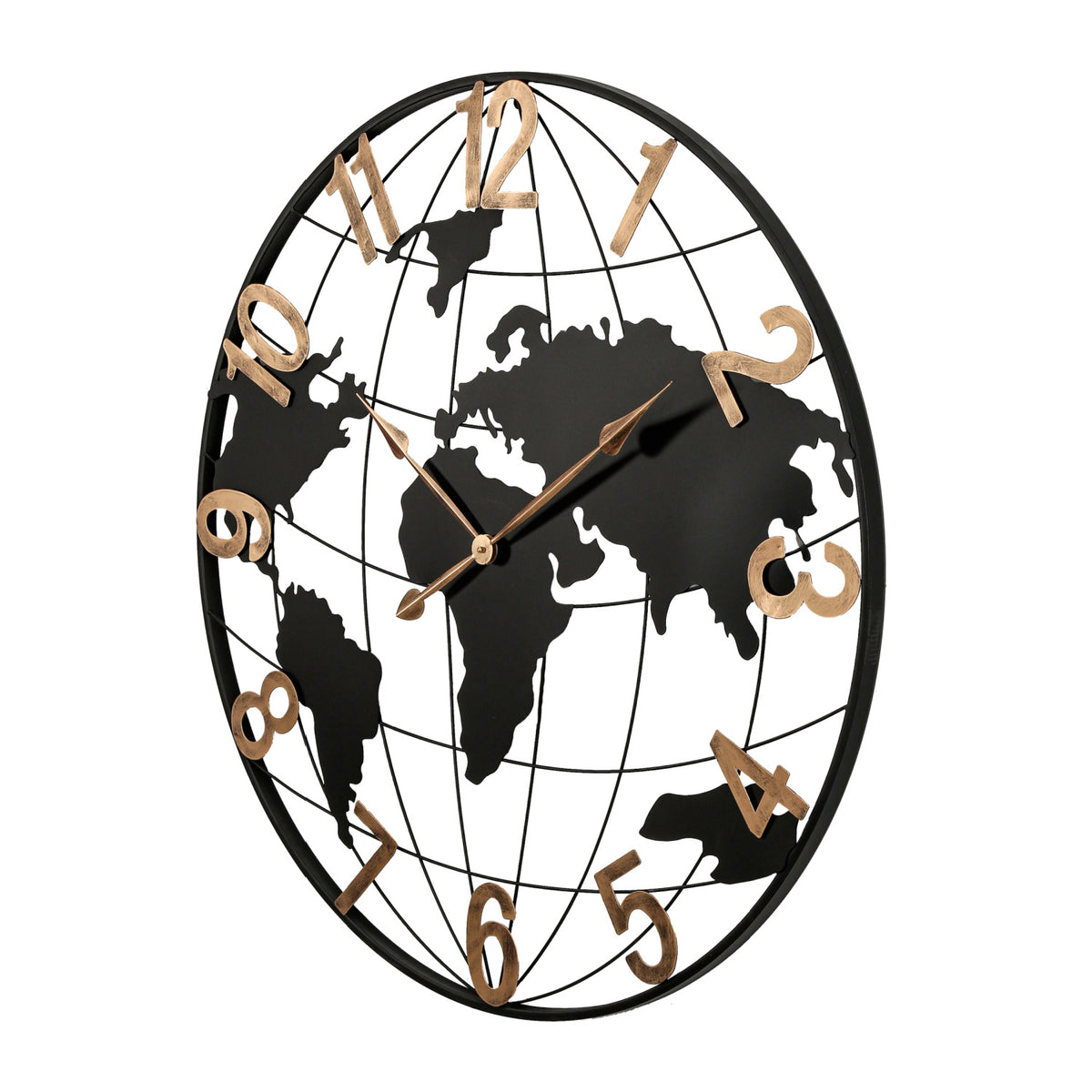 Modern European furniture - Modern Black Metal World Map Wall Clock - www.oroa.com