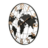 Modern European furniture - Modern Black Metal World Map Wall Clock - www.oroa.com