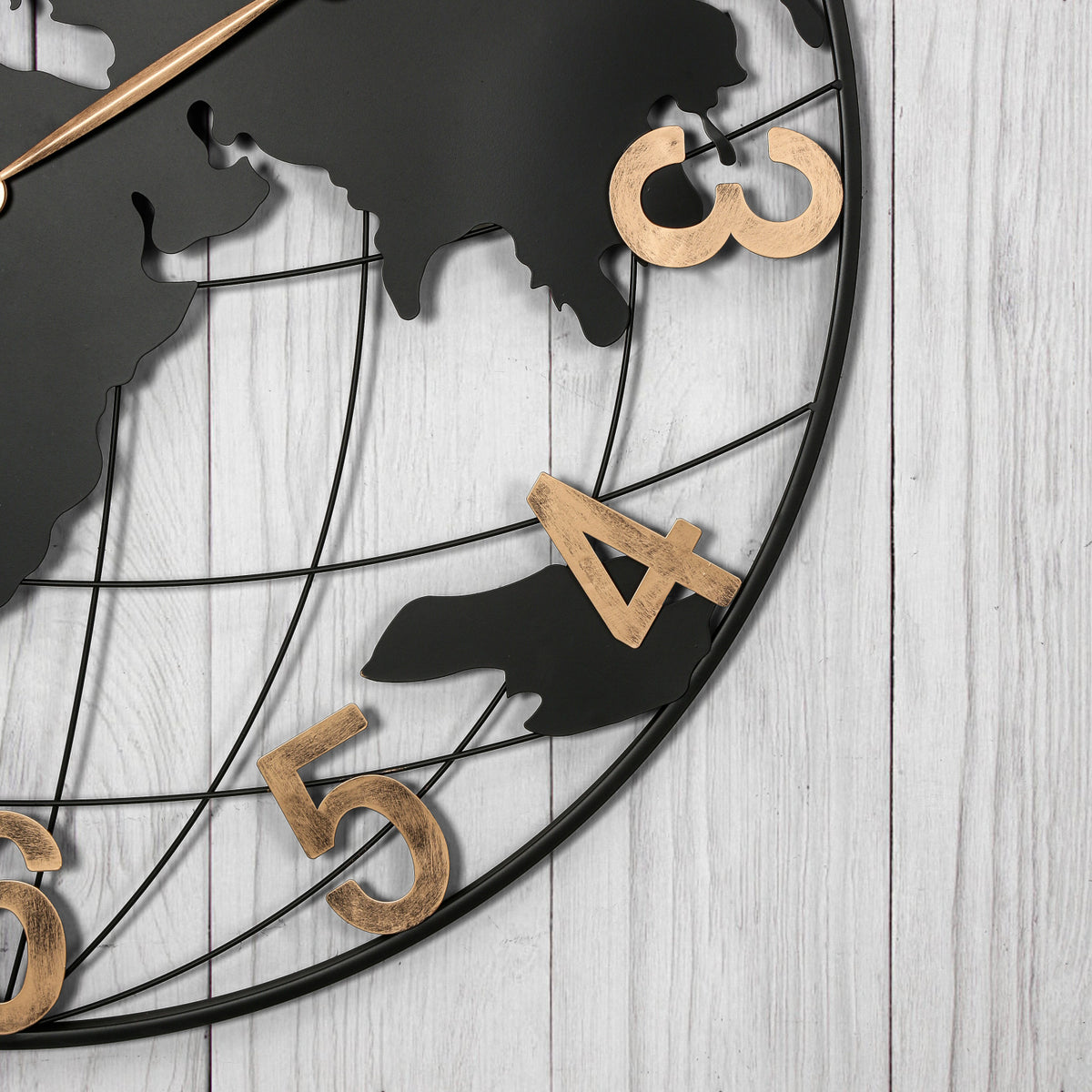 Modern European furniture - Modern Black Metal World Map Wall Clock - www.oroa.com