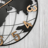 Modern European furniture - Modern Black Metal World Map Wall Clock - www.oroa.com
