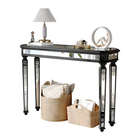 Modern European furniture - Black Vintage Wood Mirror Console Table - www.oroa.com