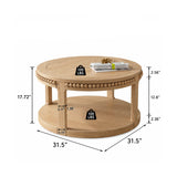 Round Two-Tier Solid Wood Coffee Table | OROA