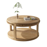 Round Two-Tier Solid Wood Coffee Table | OROA