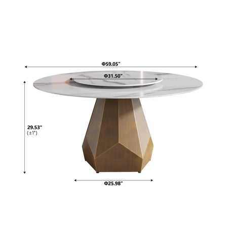 Round White Marble Dining Table Set | OROA