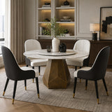 Round White Marble Dining Table Set | OROA