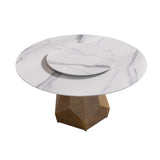 Round White Marble Dining Table Set | OROA