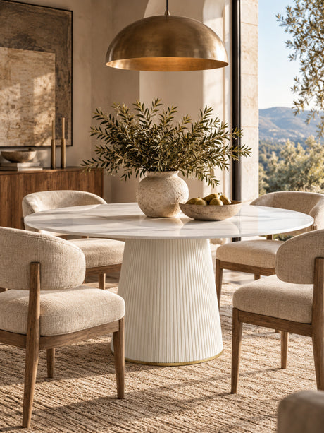 Modern European furniture - White Modern Artificial Stone Dining Table - www.oroa.com
