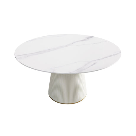 Modern European furniture - White Modern Artificial Stone Dining Table - www.oroa.com