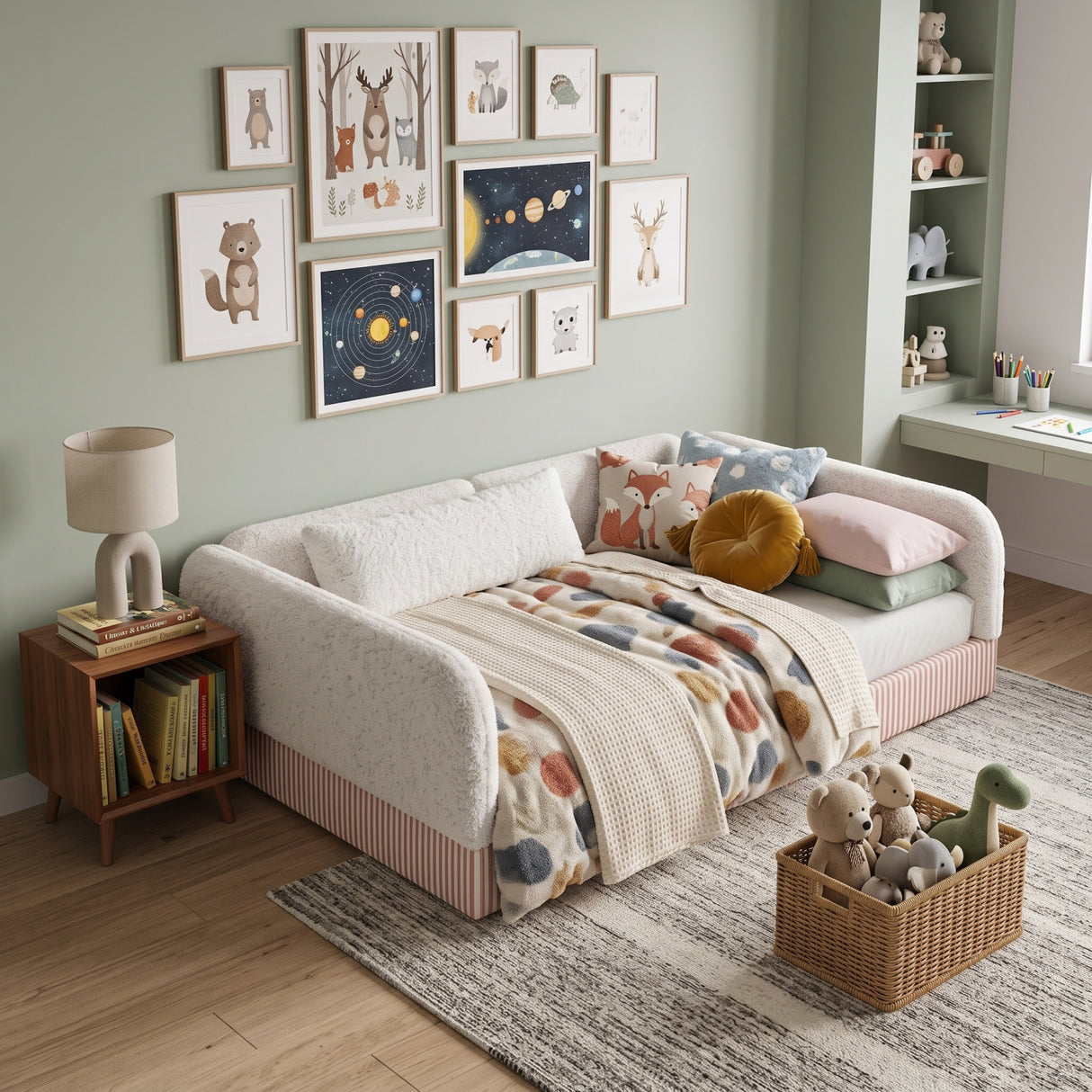 Upholstered Teddy Fleece Floor Bed Frame | OROA Kids