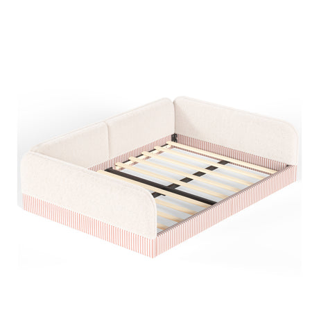 Queen Upholstered Montessori Floor Bed with Guardrails | OROA Kids