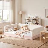 Queen Upholstered Montessori Floor Bed with Guardrails | OROA Kids