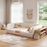 Queen Upholstered Montessori Floor Bed with Guardrails | OROA Kids