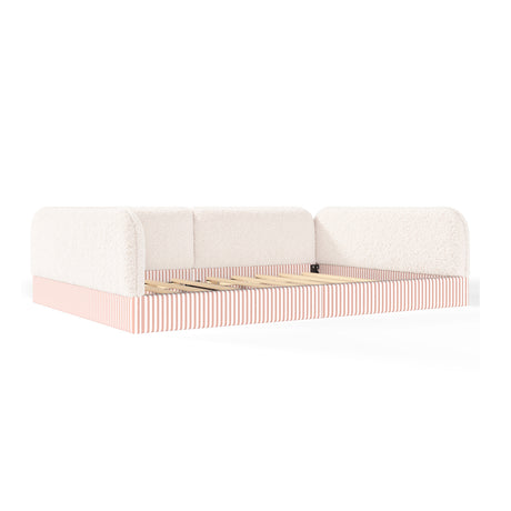 Queen Upholstered Montessori Floor Bed with Guardrails | OROA Kids