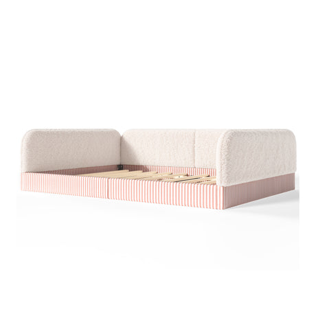 Queen Upholstered Montessori Floor Bed with Guardrails | OROA Kids
