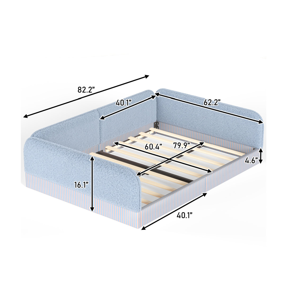 Upholstered Teddy Fleece Floor Queen Bed | OROA Kids