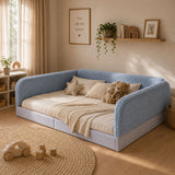 Upholstered Teddy Fleece Floor Queen Bed | OROA Kids