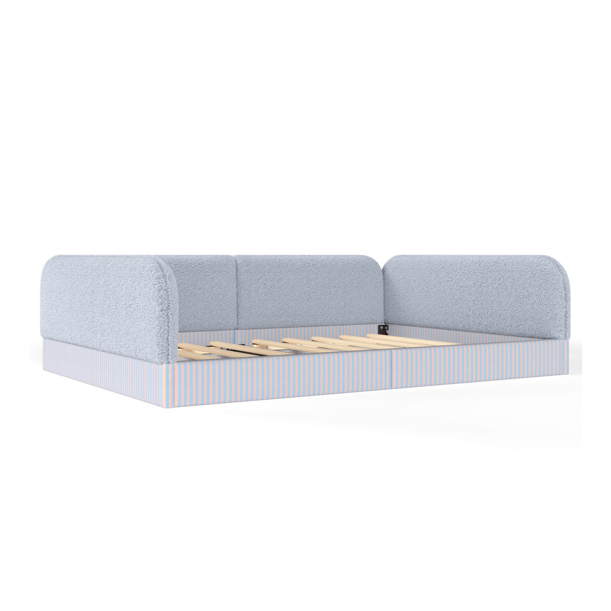Upholstered Teddy Fleece Floor Queen Bed | OROA Kids