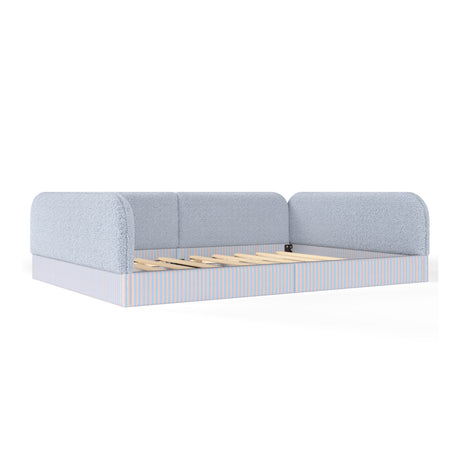 Upholstered Teddy Fleece Floor Queen Bed | OROA Kids