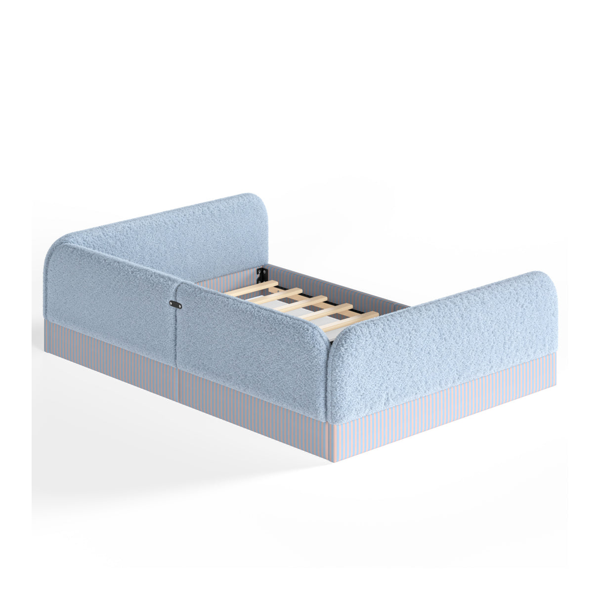 Upholstered Teddy Fleece Floor Queen Bed | OROA Kids