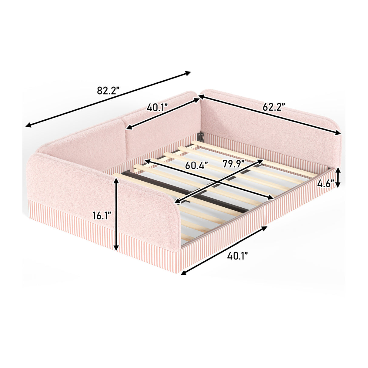 Queen Size Upholstered Teddy Fleece Floor Bed Frame | OROA Kids