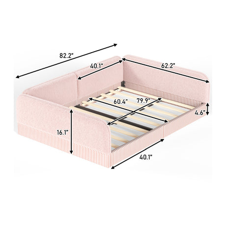 Queen Size Upholstered Teddy Fleece Floor Bed Frame | OROA Kids