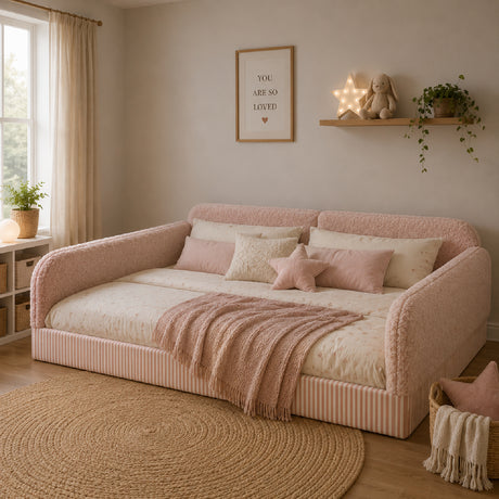 Queen Size Upholstered Teddy Fleece Floor Bed Frame | OROA Kids