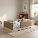 Brown Twin Upholstered Montessori Floor Bed Frame | OROA Kids