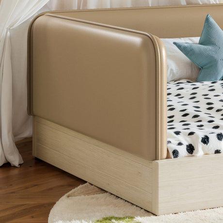 Brown Twin Upholstered Montessori Floor Bed Frame | OROA Kids