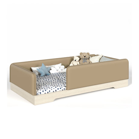 Brown Twin Upholstered Montessori Floor Bed Frame | OROA Kids