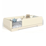 Twin Size Upholstered Beige Floor Bed | OROA Kids