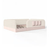Queen Size Kids Soft Upholstered Beige Floor Bed | OROA Kids