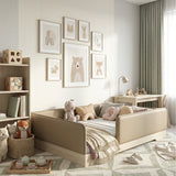 Full Size Faux Leather Upholstered Floor Bed | OROA Kids